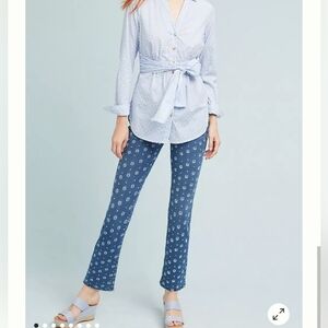 Pilcro Blue Floral High Rise Bootcut